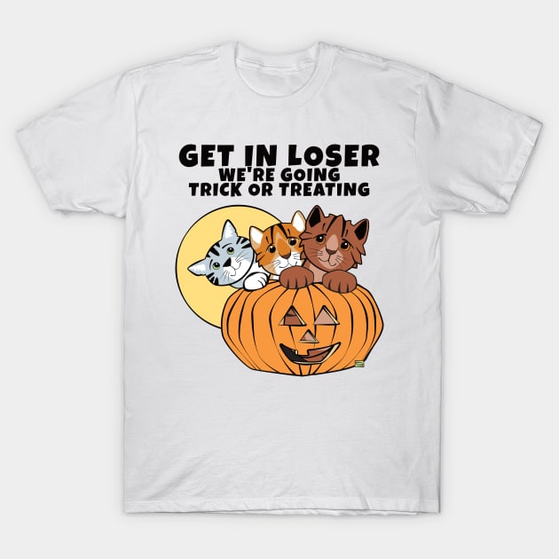 Get in Loser Cats in Halloween Pumpkin T-Shirt by Sue Cervenka